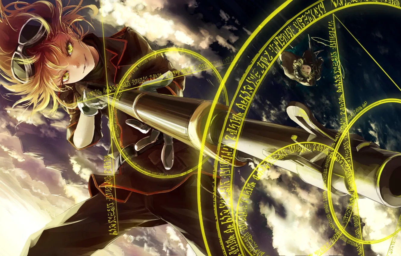 Photo wallpaper girl, soldier, sky, military, weapon, war, anime, cloud