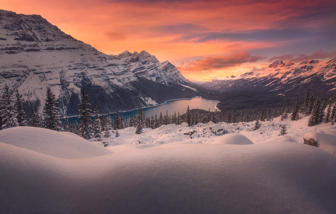 Photo wallpaper winter, the sky, landscape, mountains, beauty, panorama, Montana