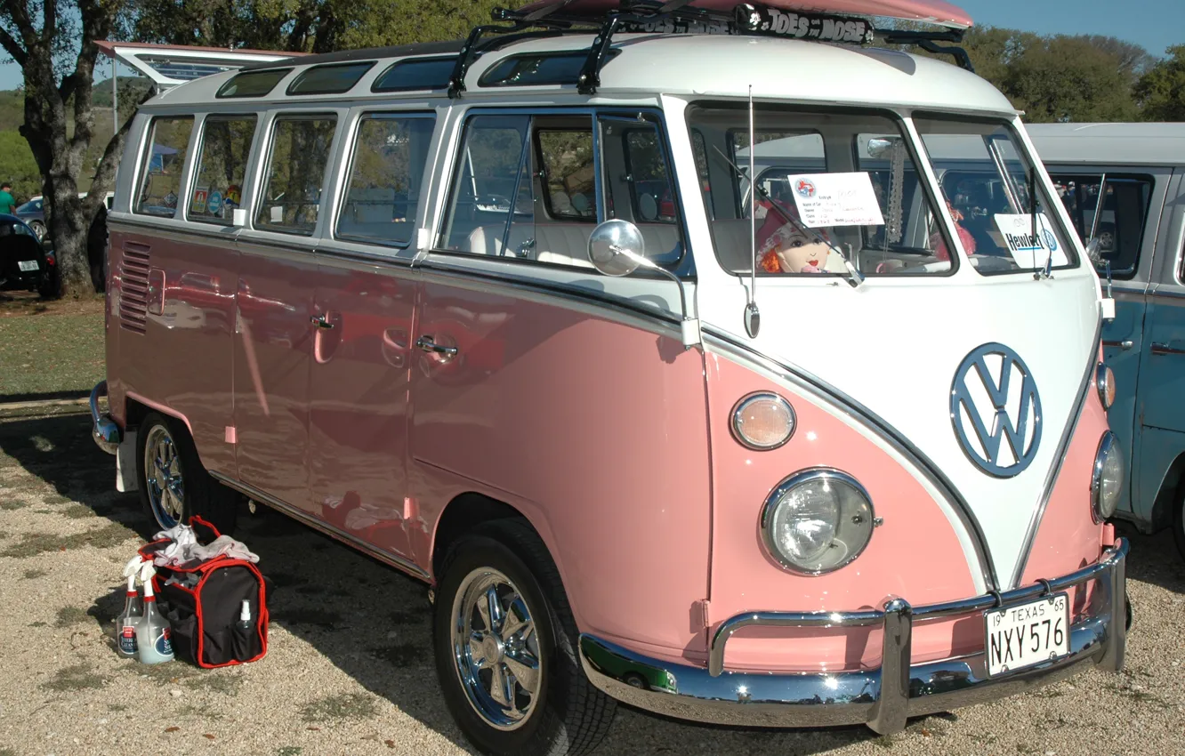 Photo wallpaper Summer, Pink, Bus, Journey, Volkswagen, Loaf