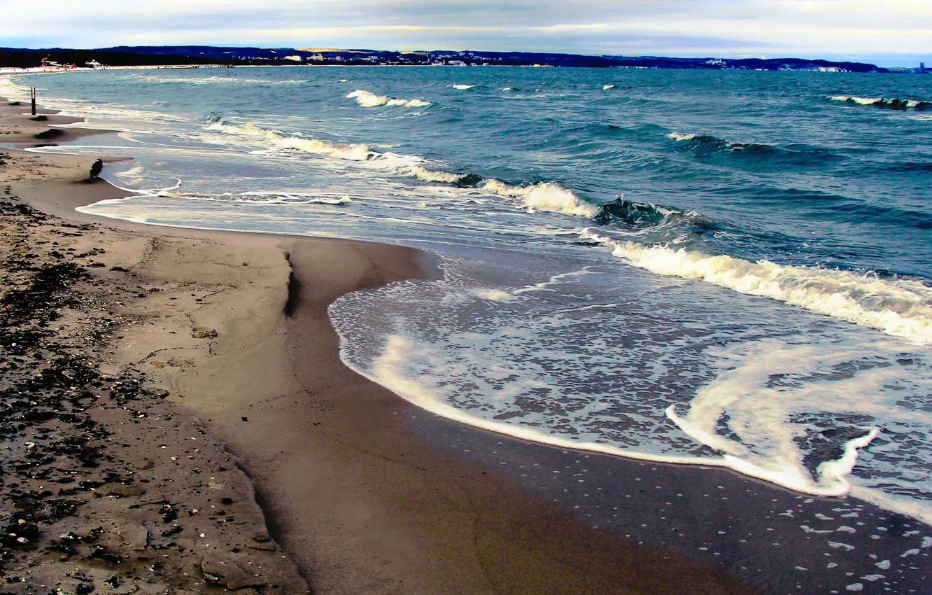 Photo wallpaper beach, sea, wave