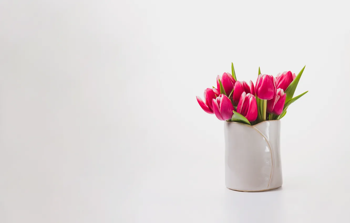 Photo wallpaper background, bouquet, spring, tulips, vase