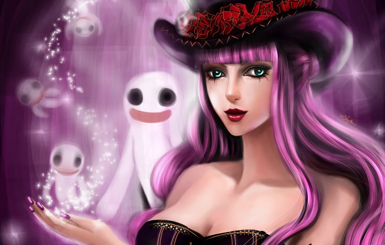 Photo wallpaper girl, hat, anime, tattoo, art, ghosts, one piece, lilyzou