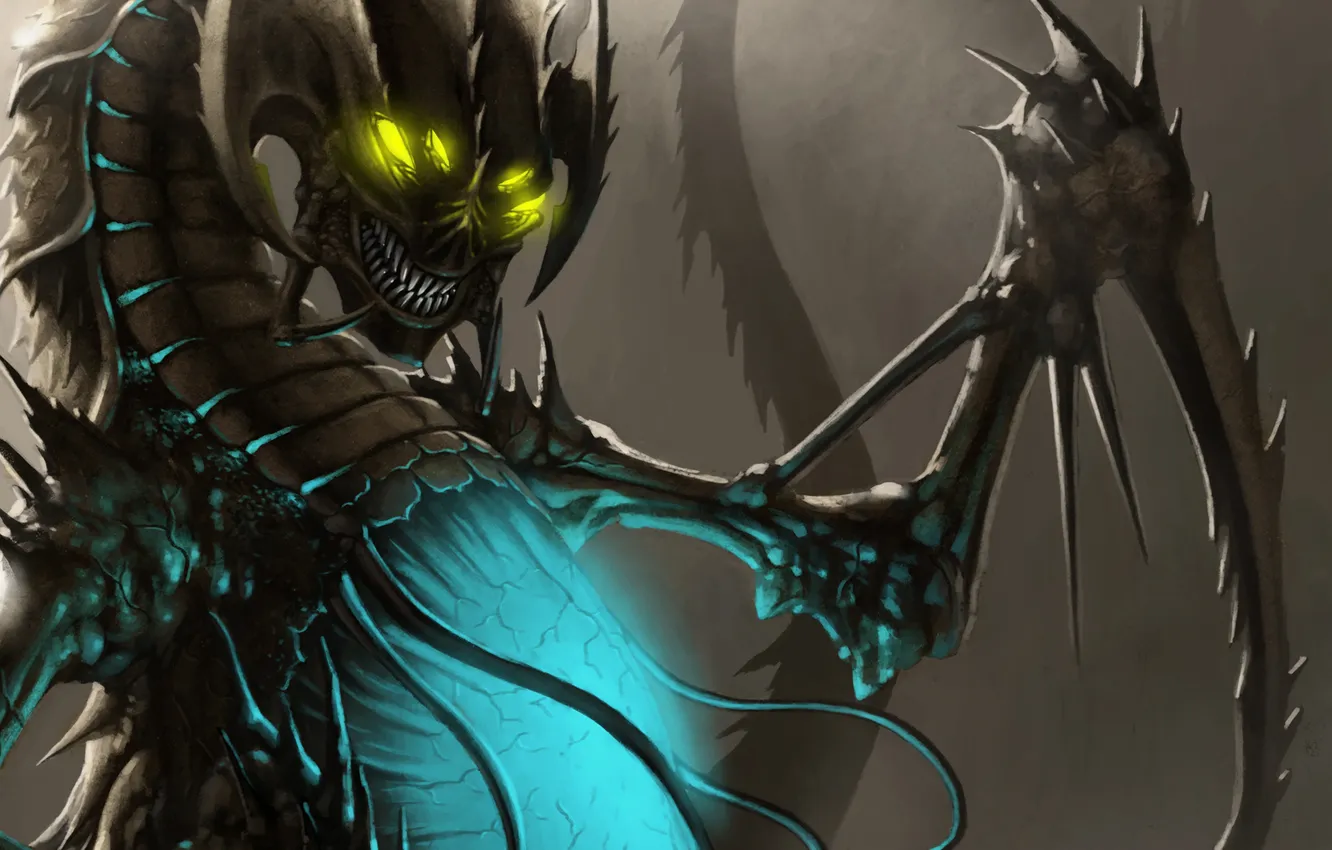 Photo wallpaper magic, wings, monster, art, mouth, fangs, belly