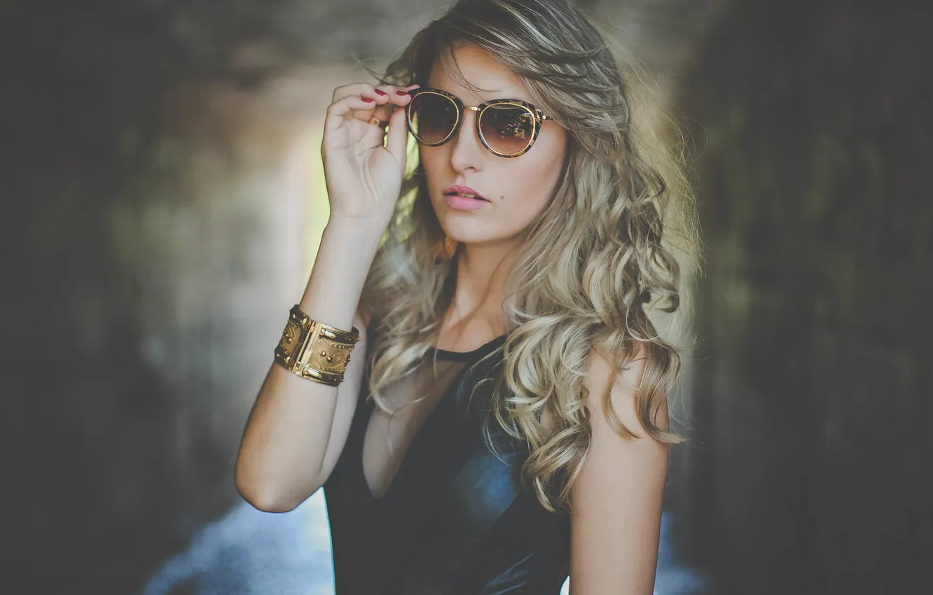 Photo wallpaper hair, glasses, hairstyle, blonde, curls, curls