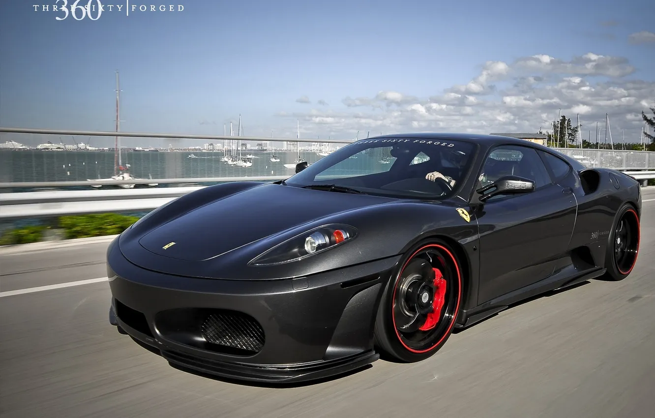 Photo wallpaper black, speed, F430, Ferrari, Ferrari, black, 360 three sixty forged