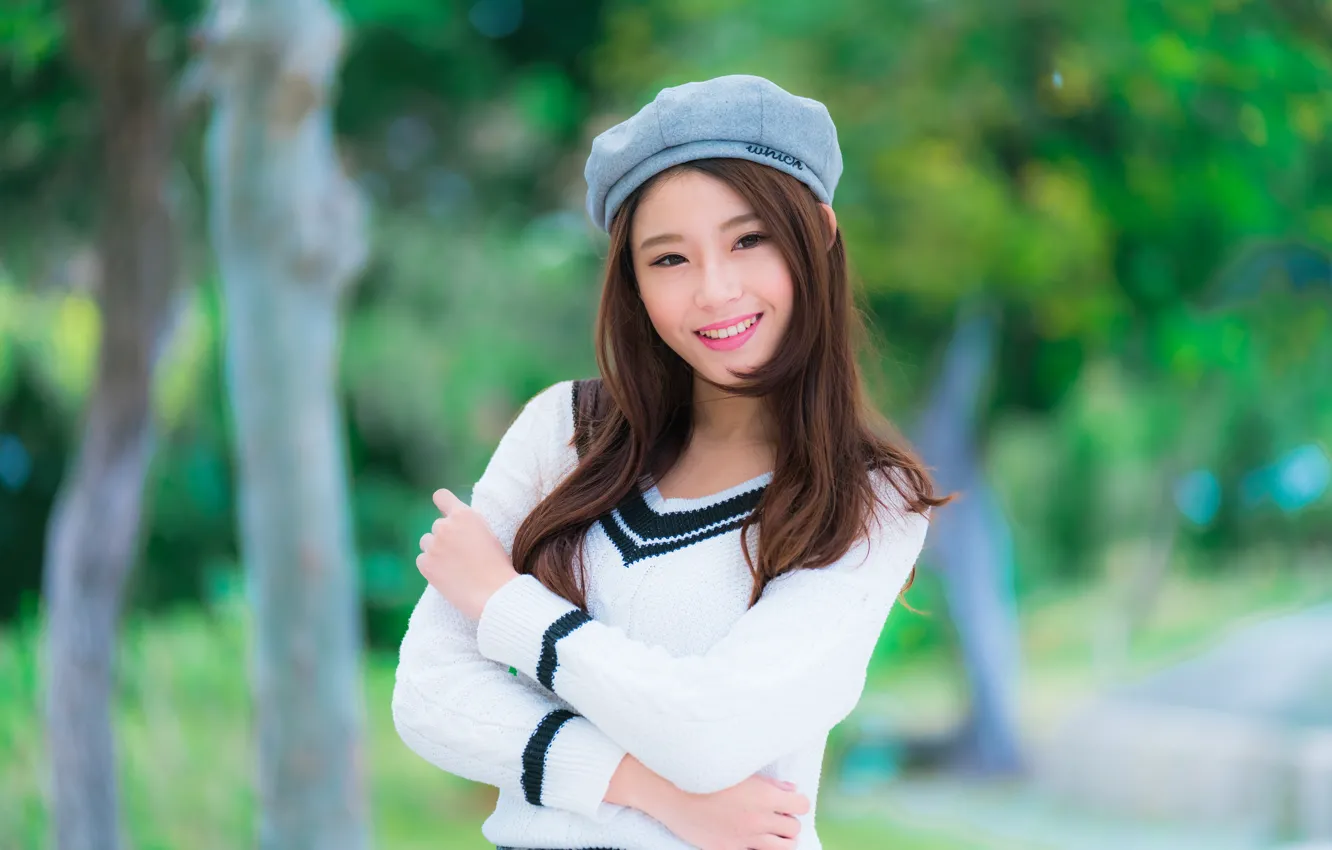 Photo wallpaper girl, smile, Asian, cutie