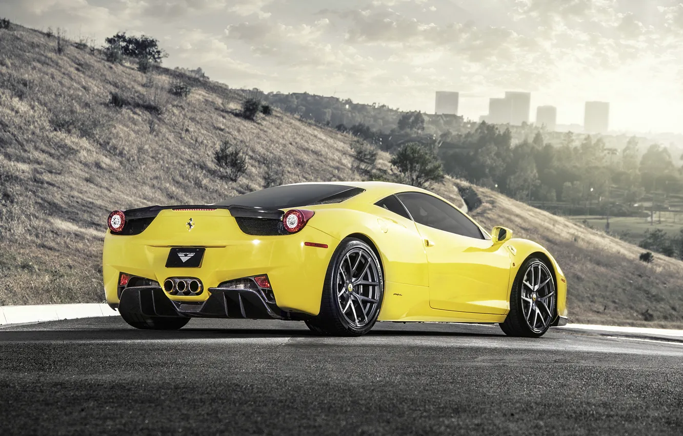 Photo wallpaper Road, Ferrari, Italy, Ferrari, Car, Vorsteiner, Yellow, Supercar