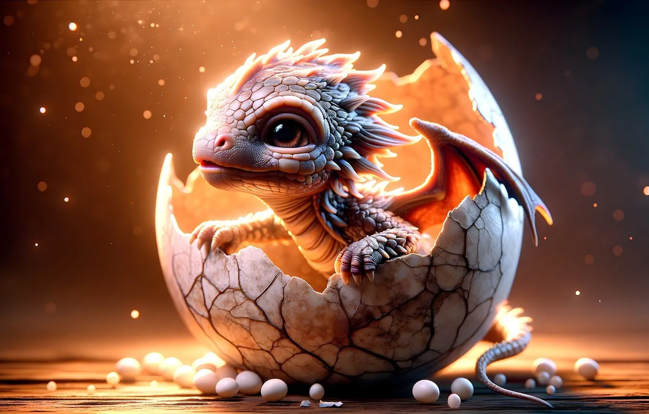 Photo wallpaper dragon, eggs, baby