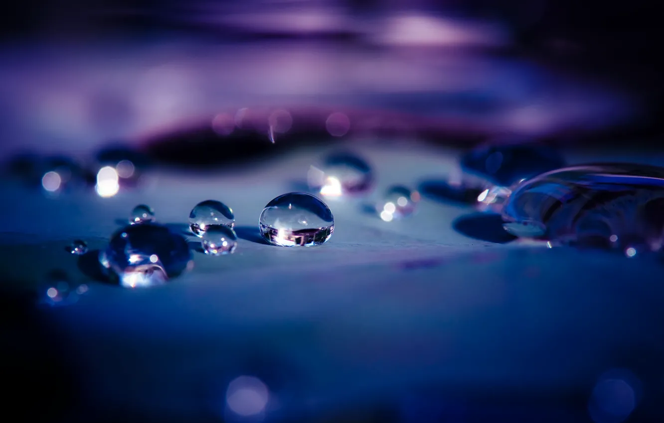 Photo wallpaper water, drops, reflection