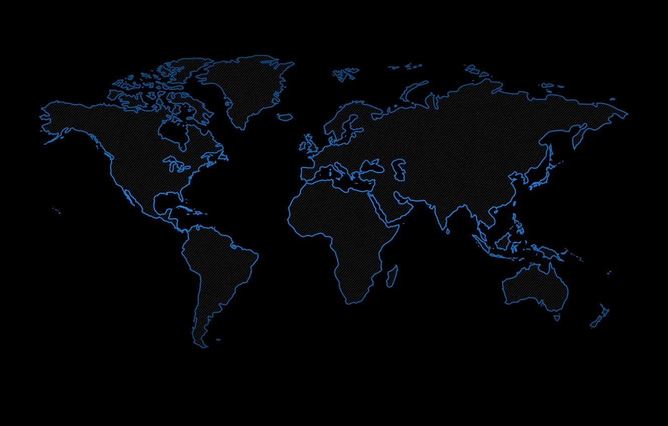 Photo wallpaper blue, the world, black background, world map, mainland
