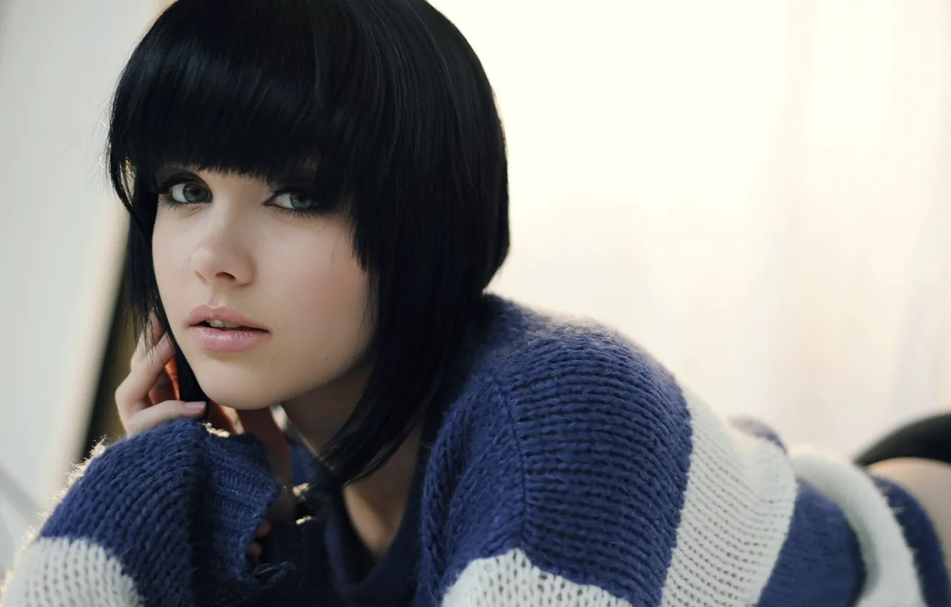Photo wallpaper look, brunette, lips, Mellisa Clarke