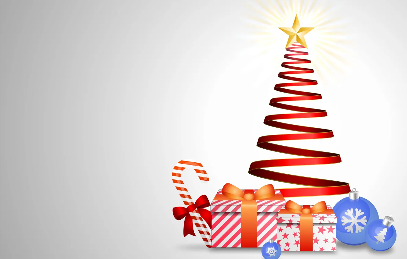 Photo wallpaper holiday, balls, graphics, new year, Christmas, gifts, tree, christmas