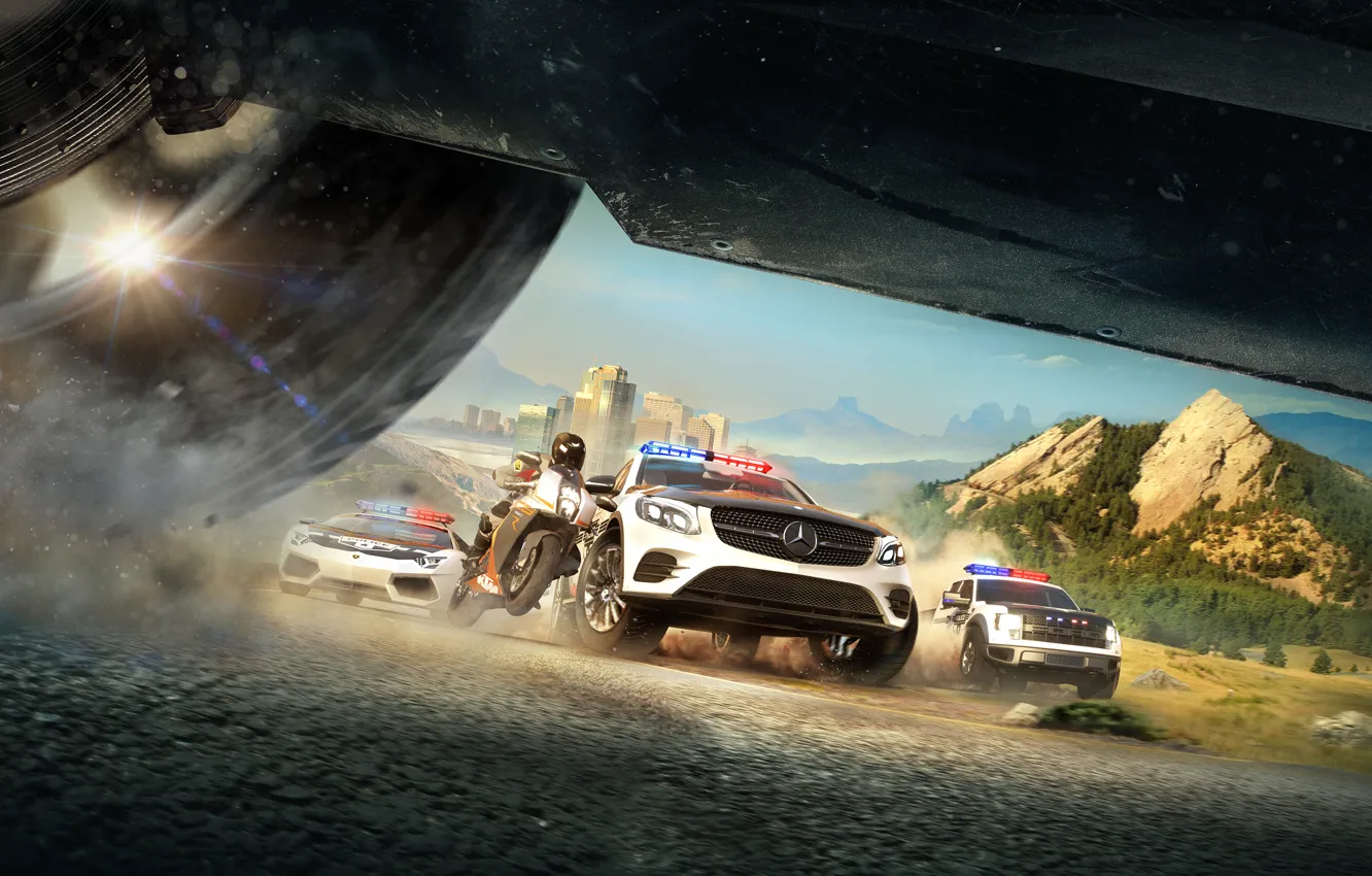 Photo wallpaper Police, Cops, Machine, Motorcycle, Chase, Ubisoft, The Crew, Ivory Tower
