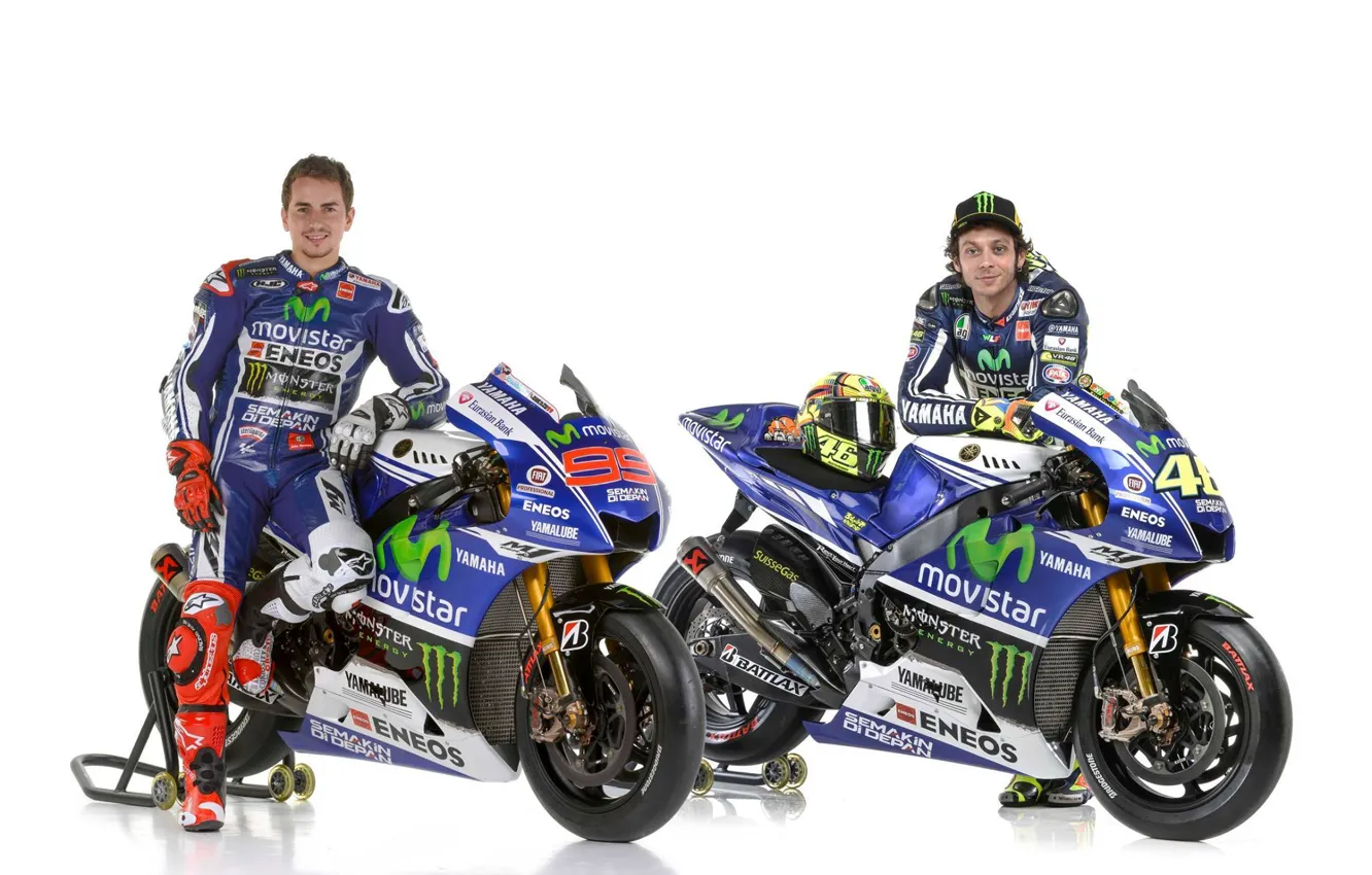 Photo wallpaper motogp, Valentino Rossi, Jorge Lorenzo, 2014 yamaha