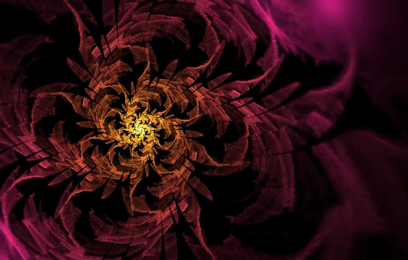 Photo wallpaper flowers, yellow, pattern, spiral, art, pink