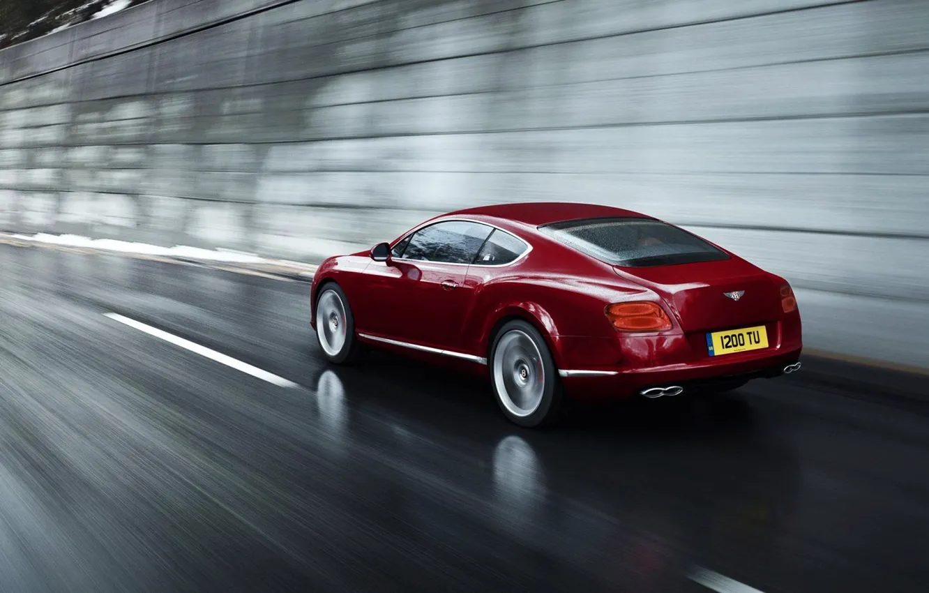 Photo wallpaper red, speed, car, Bentley Continental 2012