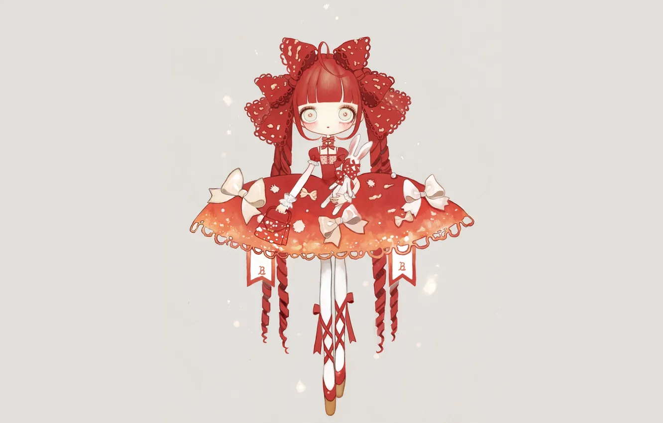 Photo wallpaper hare, girl, bag, bows