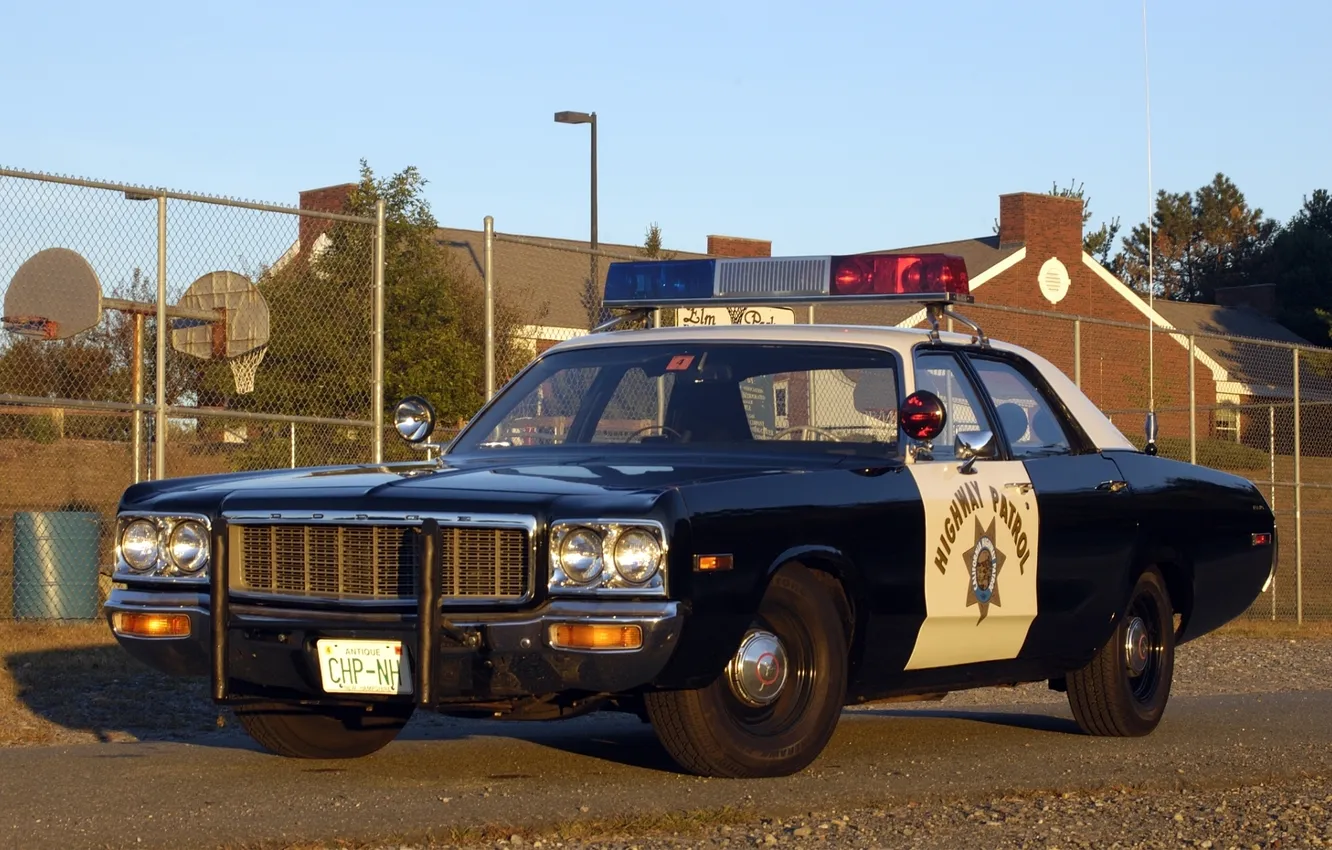 Photo wallpaper the sky, background, Police, Dodge, Dodge, sedan, classic, Police