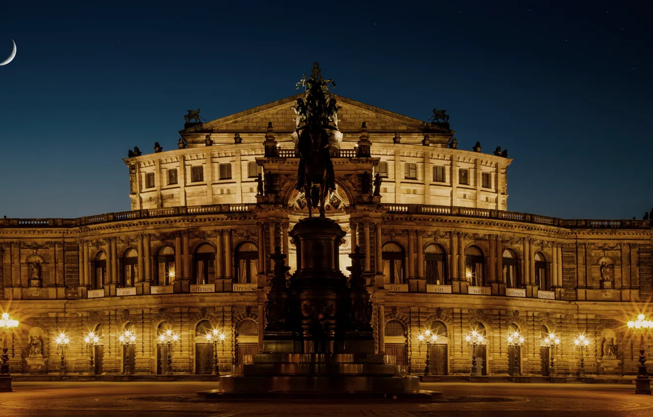 Photo wallpaper city, lights, Germany, night, Dresden, Germany, Semperoper
