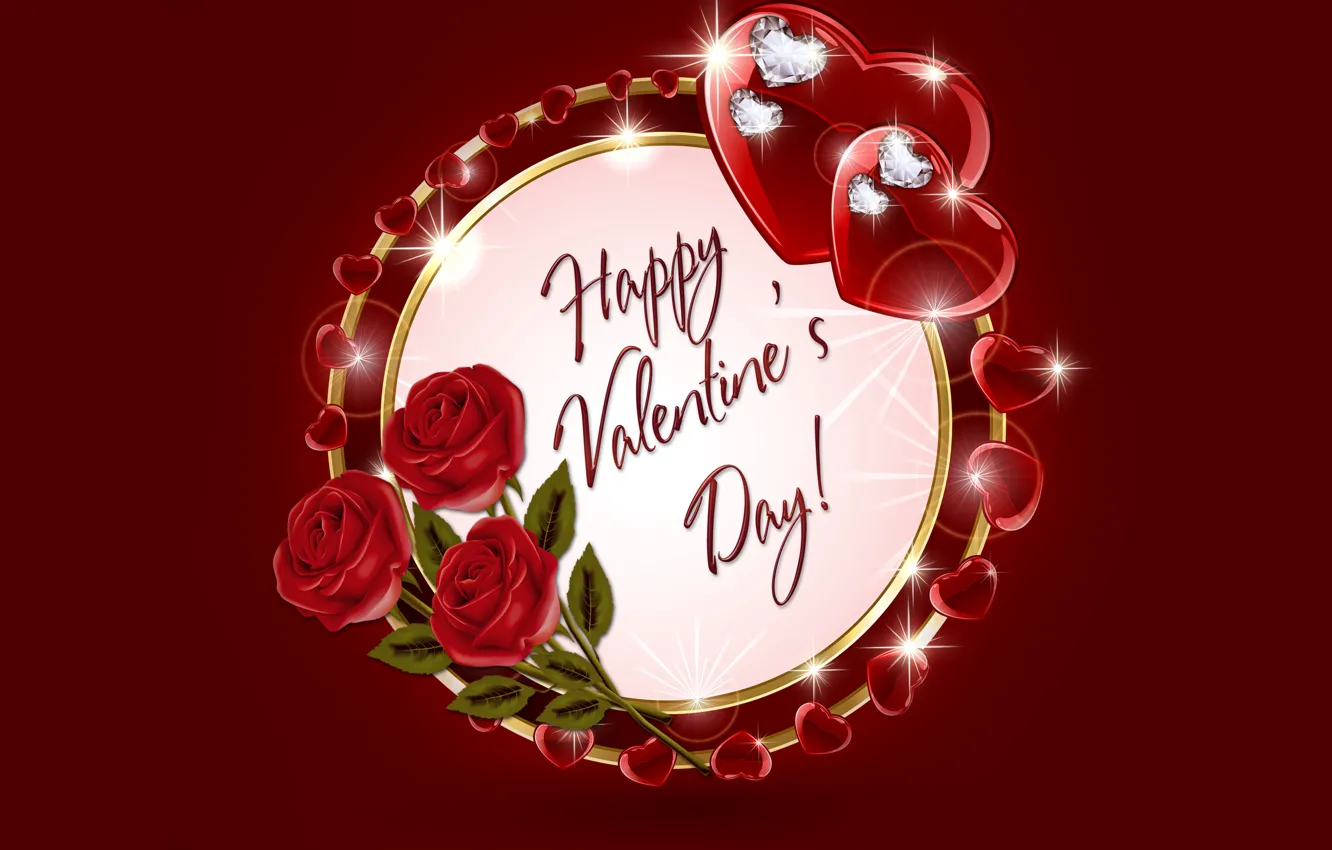 Photo wallpaper heart, diamonds, hearts, love, rose, heart, romantic, valentine's day