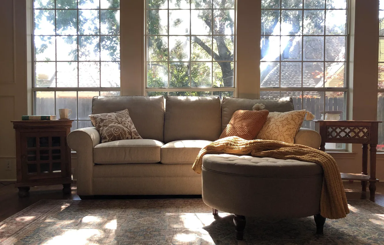 Photo wallpaper room, interior, sofa, living room