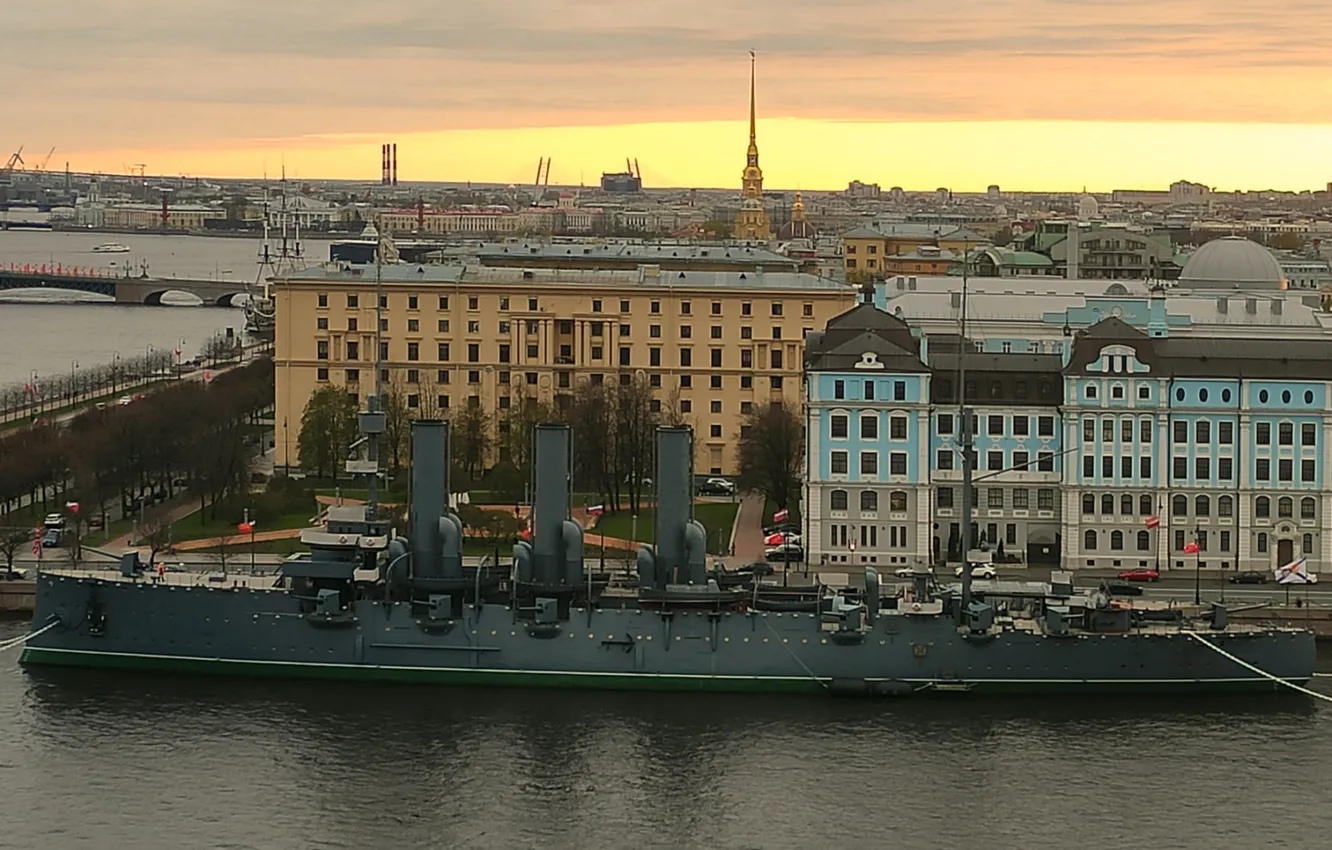 Photo wallpaper Aurora, cruiser, museum ship