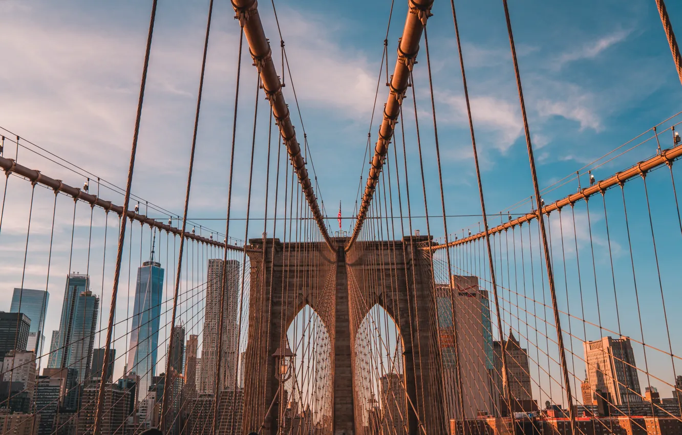 Photo wallpaper bridge, city, the city, movement, city, street, New York, USA