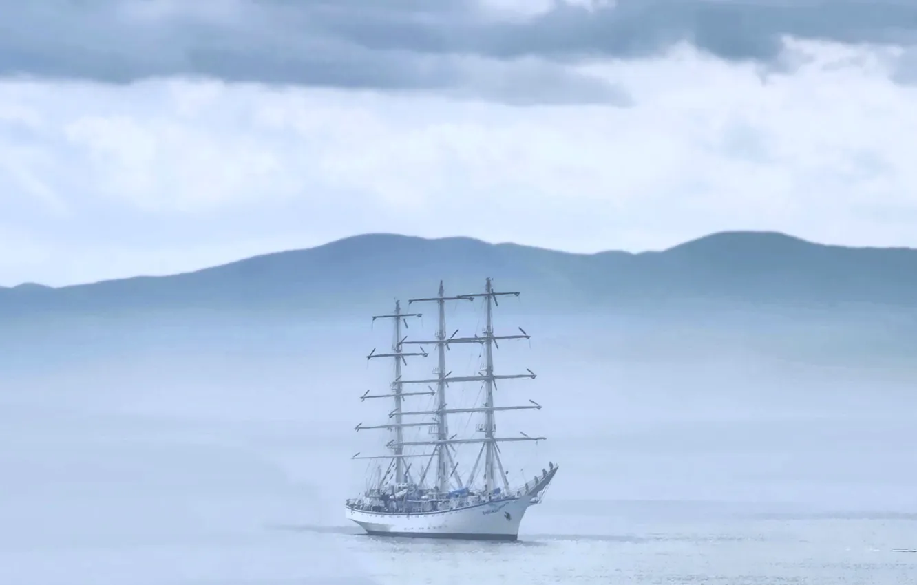 Photo wallpaper hope, fog, sailboat, RAID