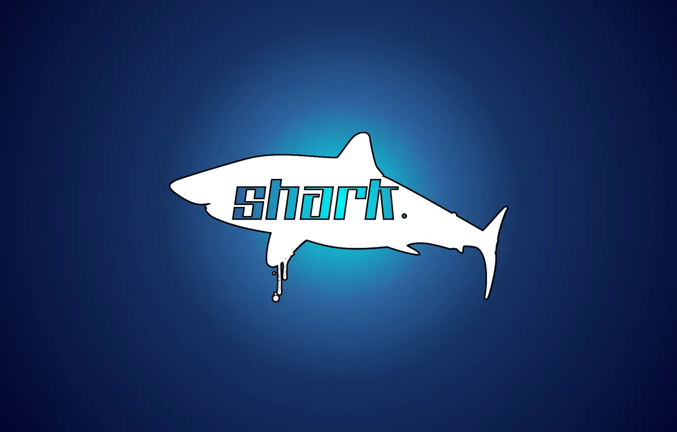 Photo wallpaper sea, blue, shark, Minimalism