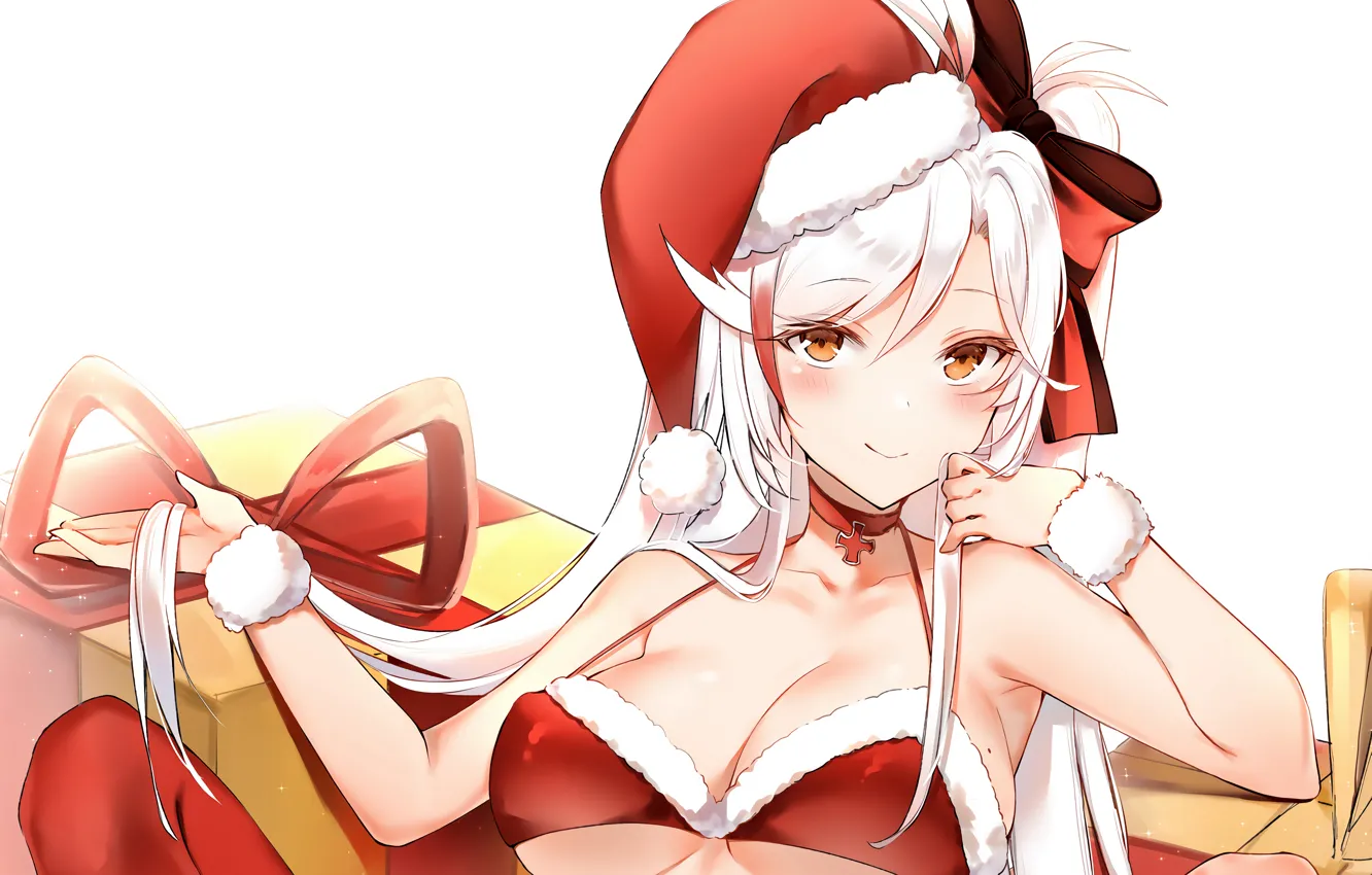 Photo wallpaper girl, sexy, bra, cleavage, long hair, boobs, anime, beautiful