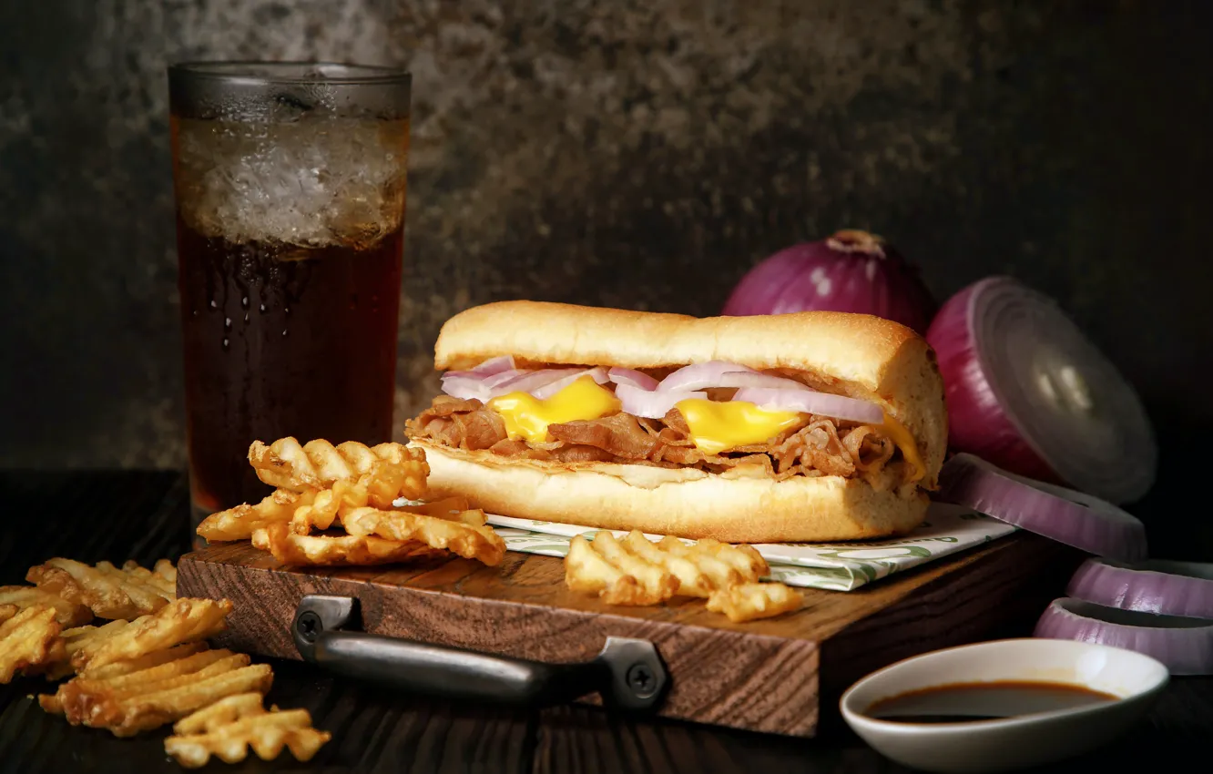 Photo wallpaper bow, filling, sandwiches, potatoes