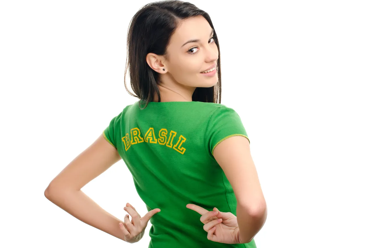 Photo wallpaper look, girl, t-shirt, Brazil, brown eyes