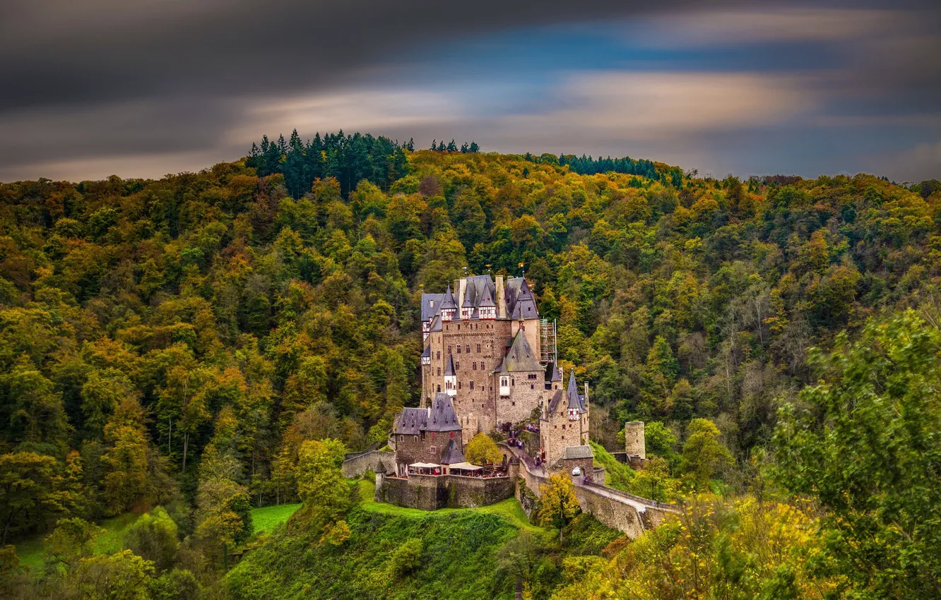 Photo wallpaper forest, trees, castle, Germany, ELTZ, Burg Eltz