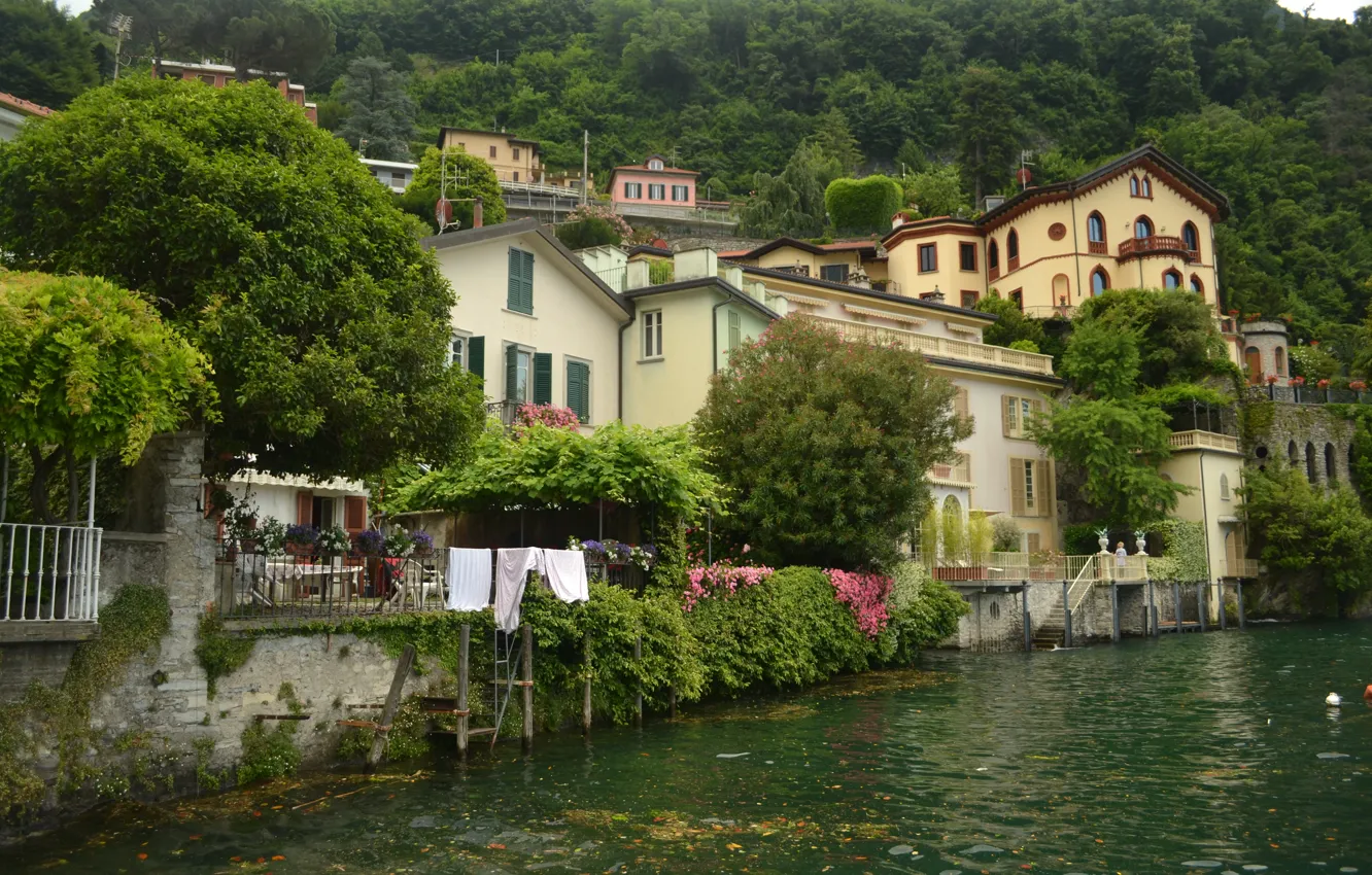 Photo wallpaper nature, building, home, Lake, Italy, Italy, nature, water