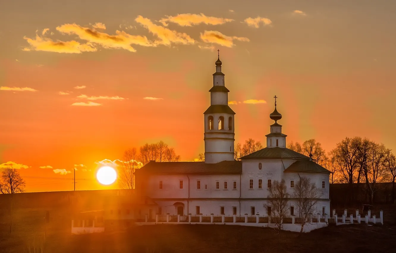 Photo wallpaper sunset, Church, temple