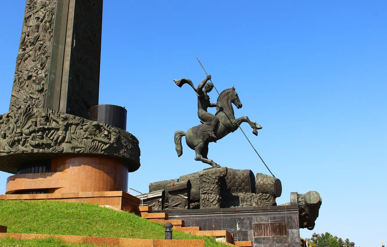 Photo wallpaper monument, Moscow, sculpture, George, St. George, Poklonnaya Gora