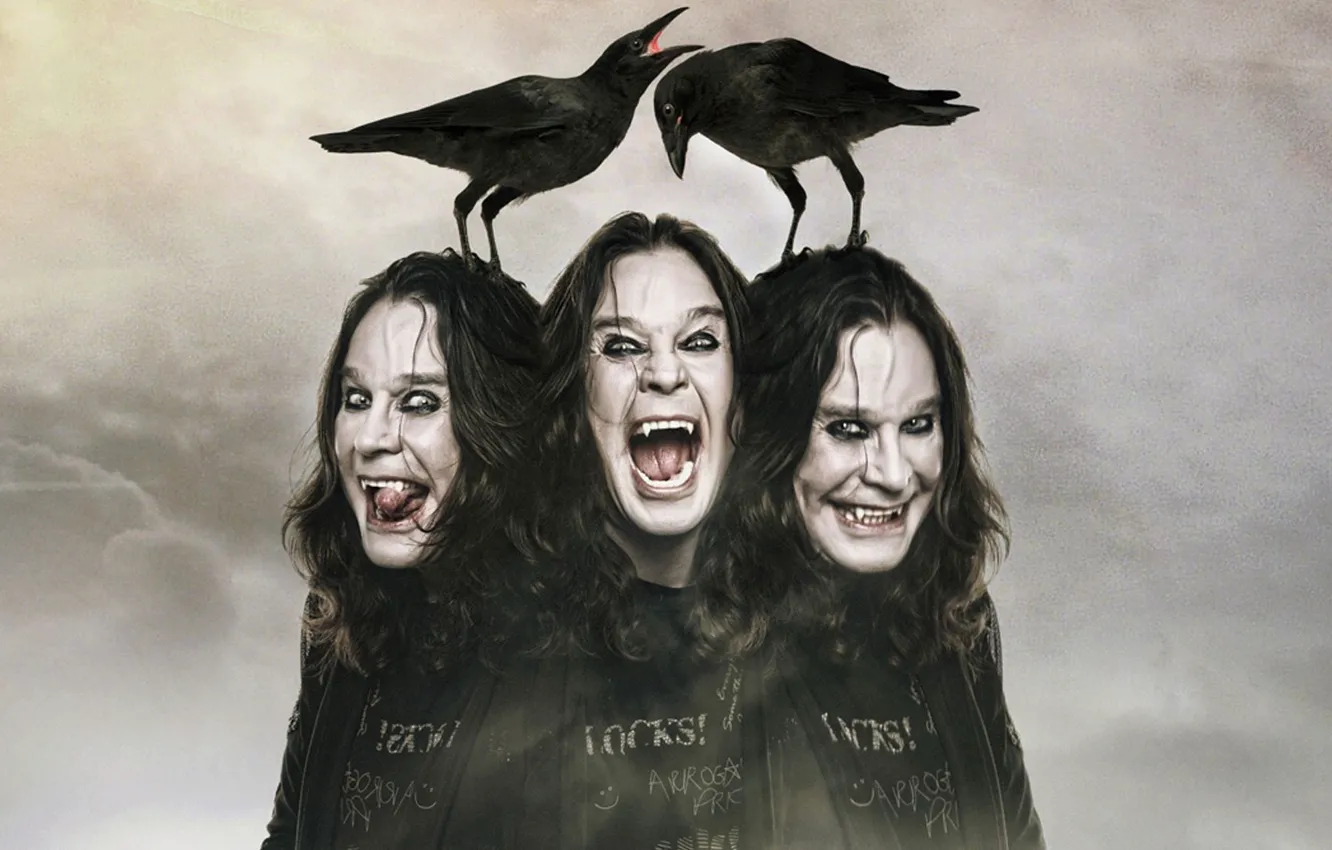 Photo wallpaper metal, rock, star, Music, sky, long hair, bird, crow