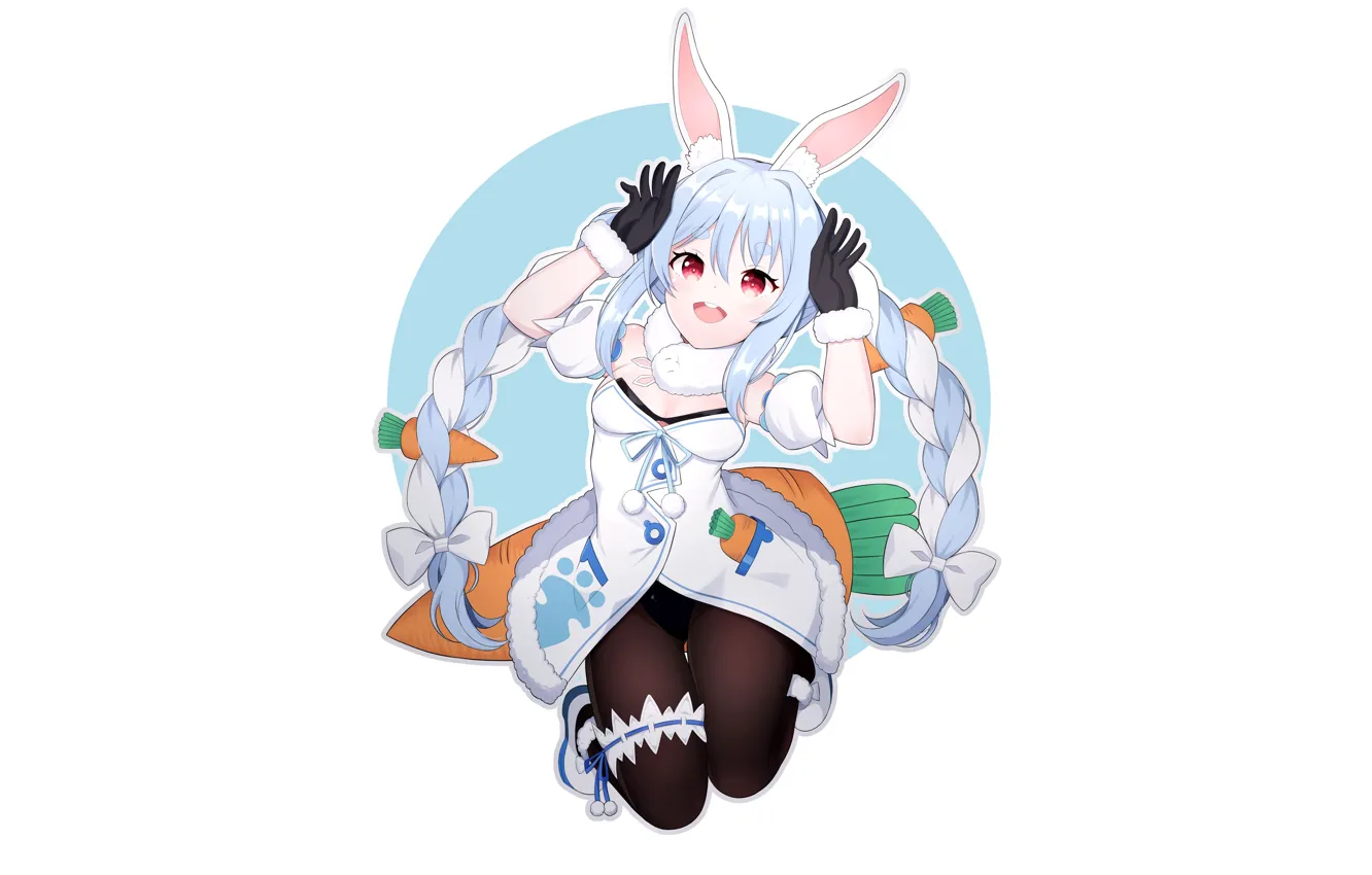 Photo wallpaper girl, sexy, cleavage, long hair, dress, legs, boobs, animal ears