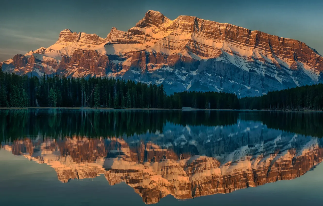 Photo wallpaper landscape, mountains, Alberta, Canada, Anthracite