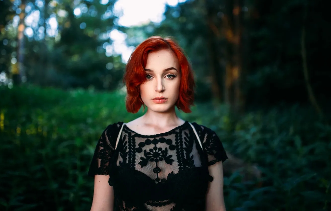 Photo wallpaper girl, portrait, red