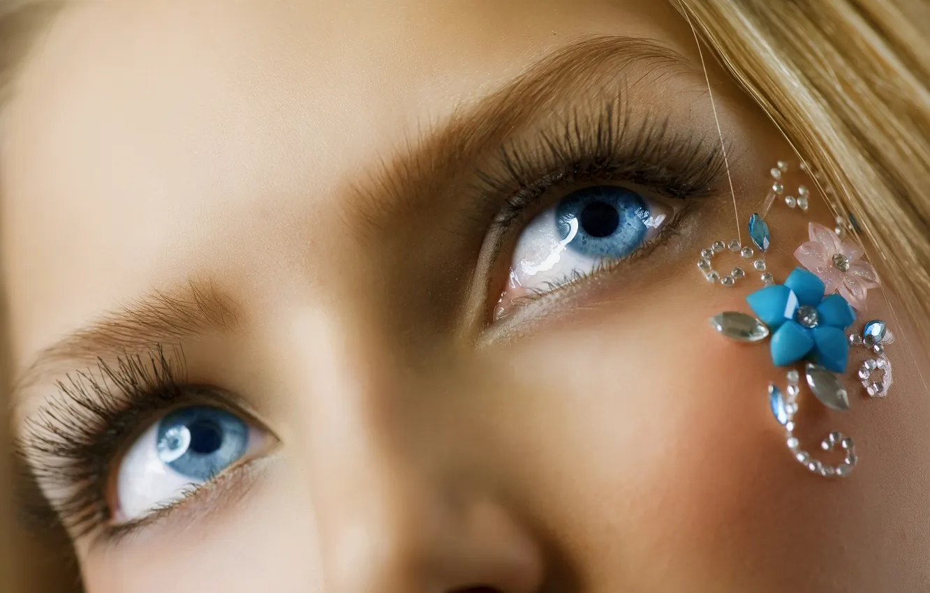 Photo wallpaper eyes, macro, blonde, blue eyes