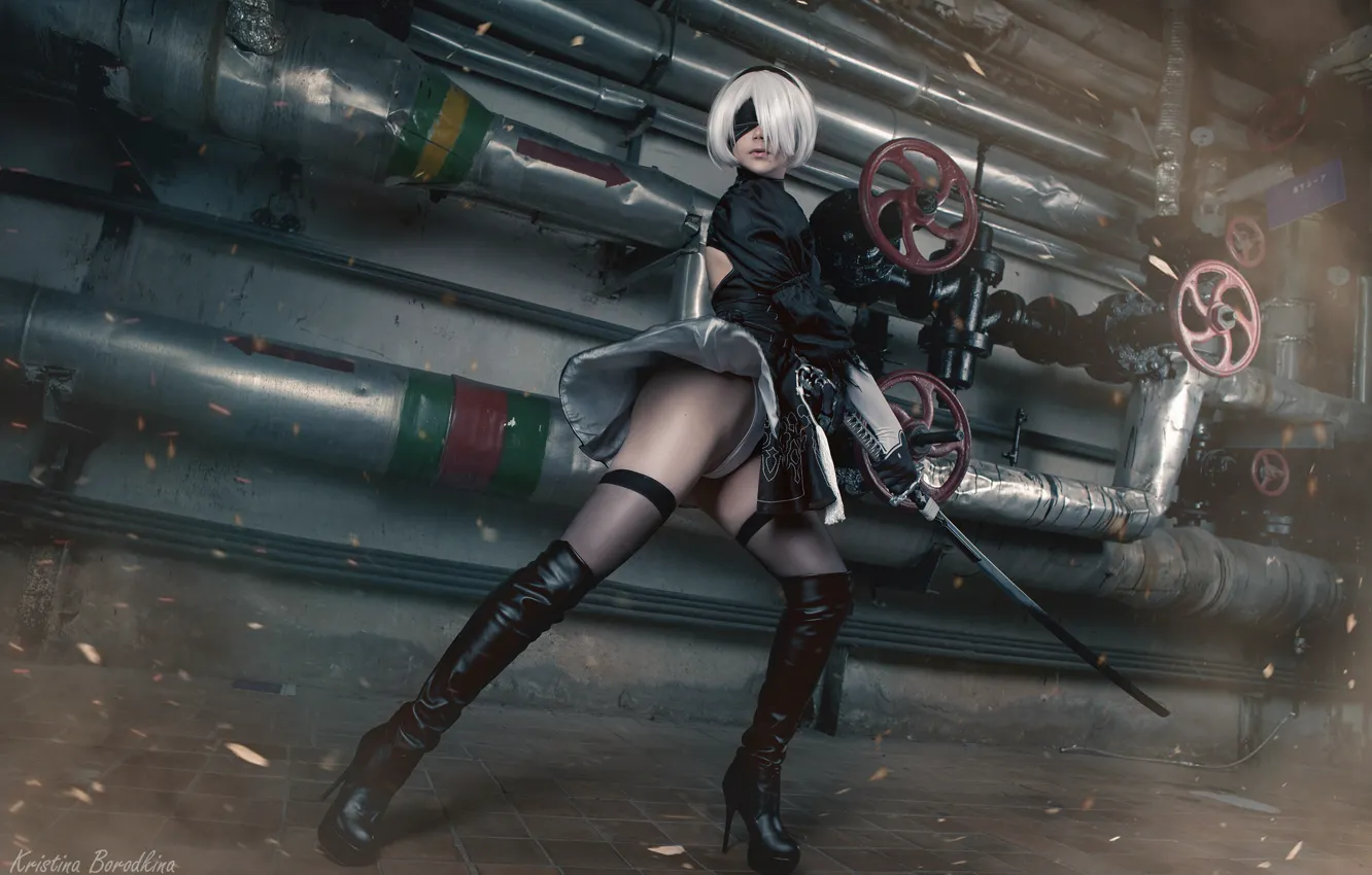 Photo wallpaper girl, cosplay, Kristina Borodkina, based on the game, NIER Automata