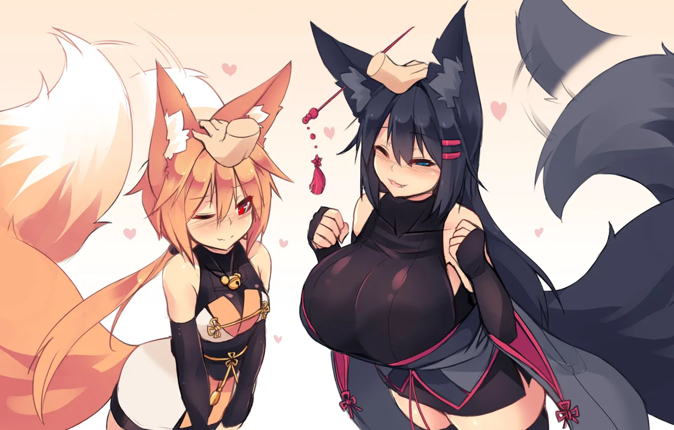 Photo wallpaper girl, fantasy, tail, ears