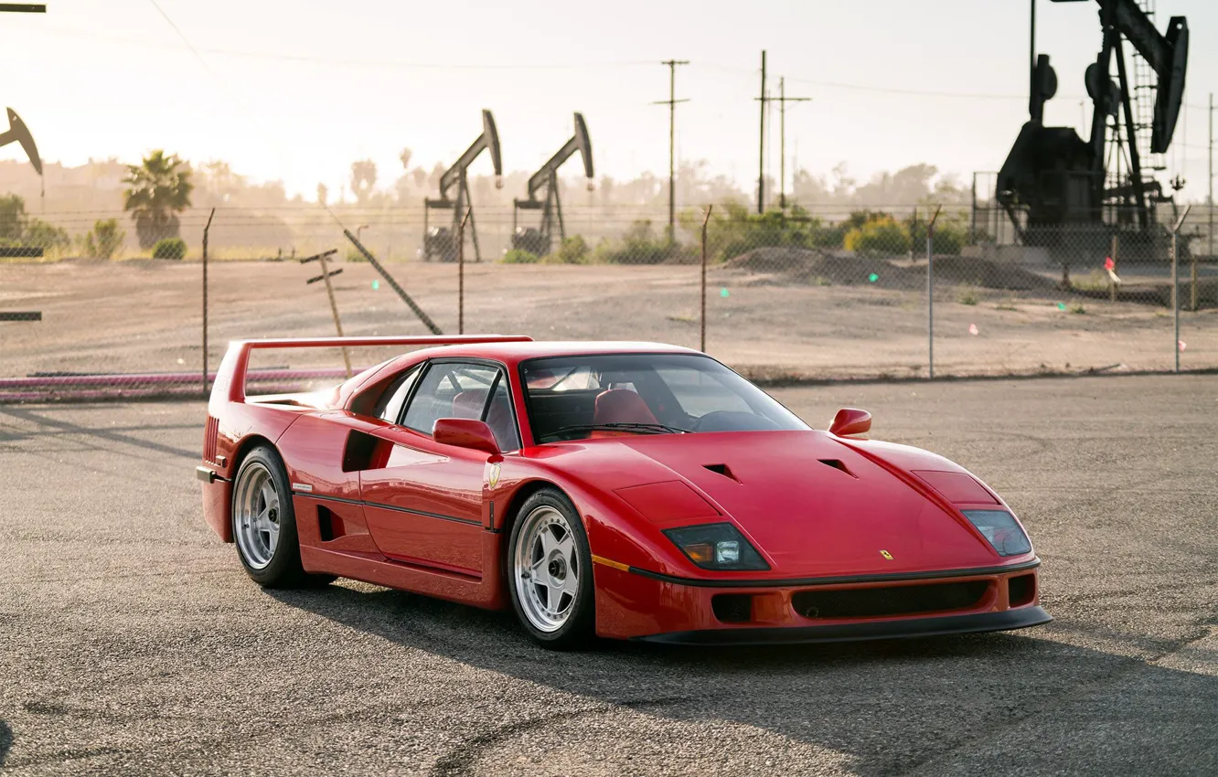 Photo wallpaper Red, F40, Sky, Shadow