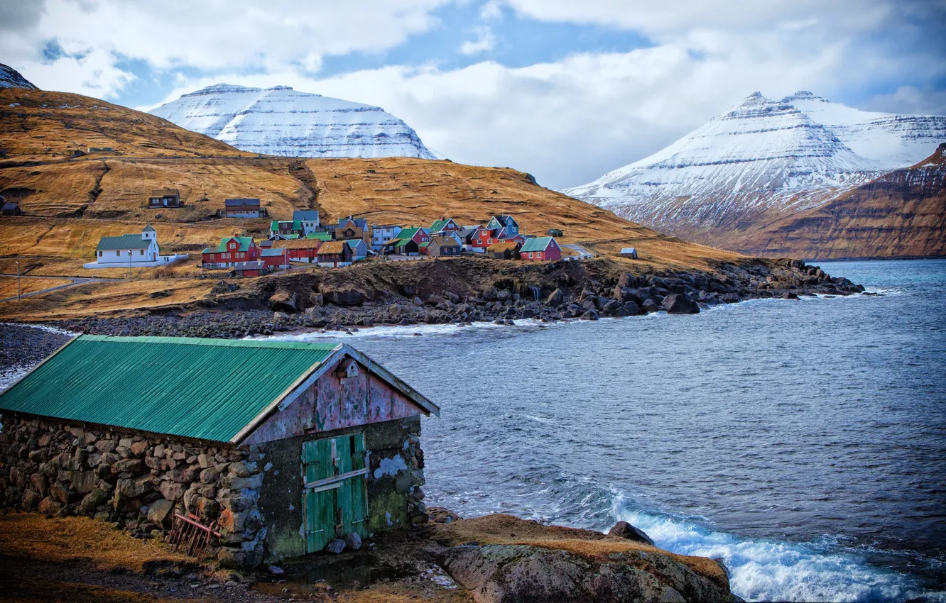 Photo wallpaper Faroe Islands, Faroe Islands, Eysturoy, Elduvik