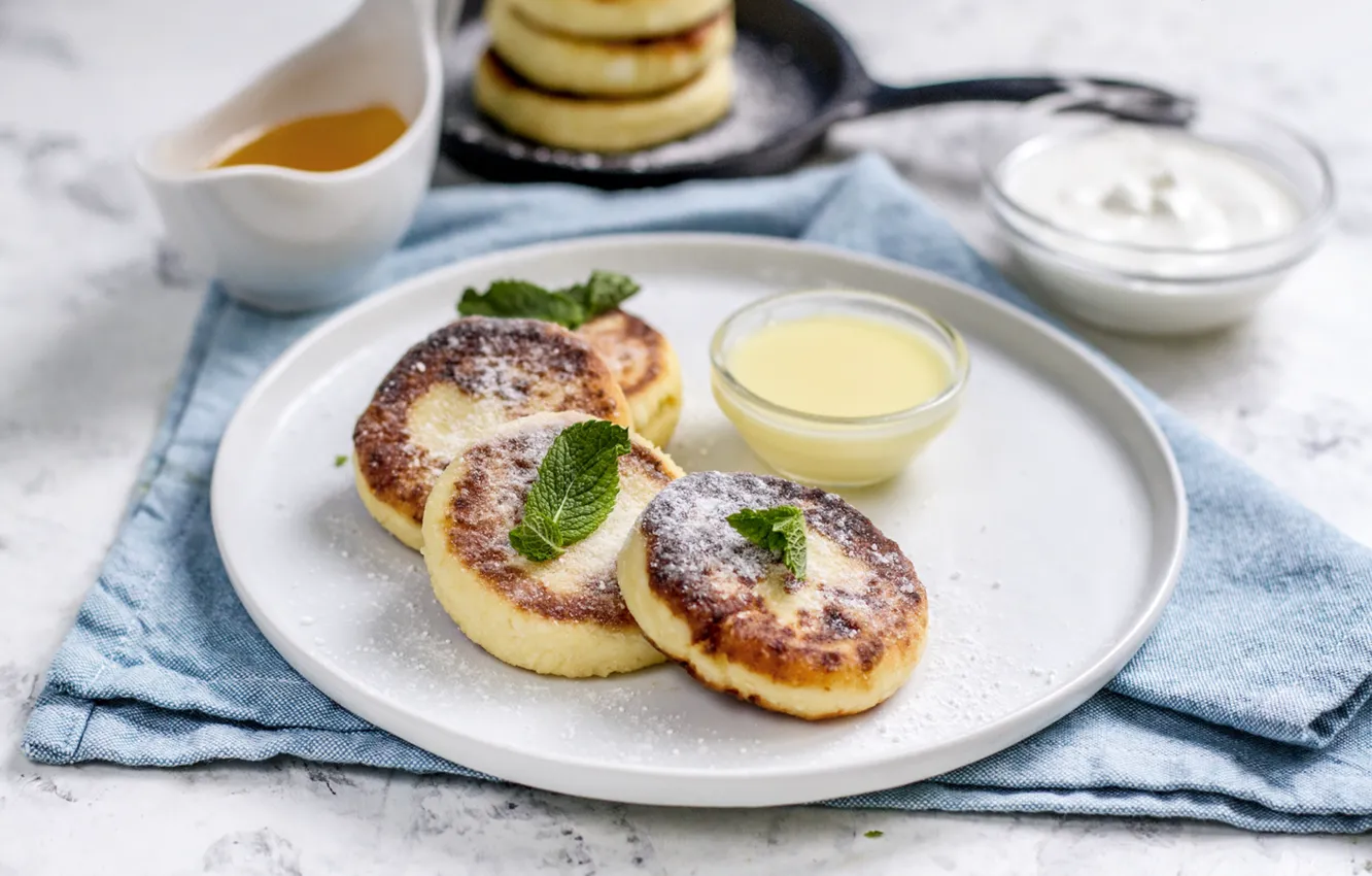 Photo wallpaper honey, mint, sour cream, cheesecakes, gusenka