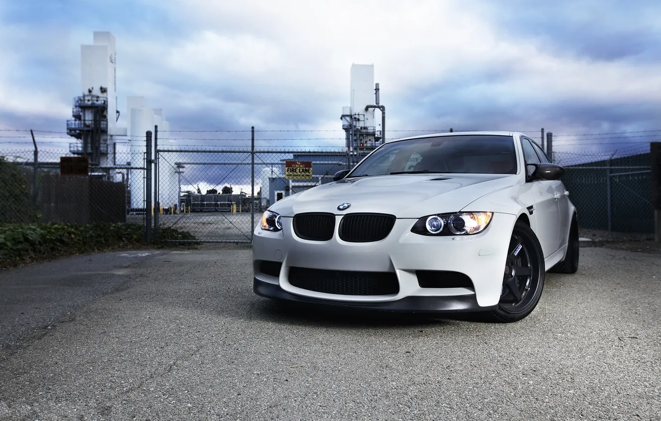 Photo wallpaper white, BMW, BMW, white, black, E90, black rims, Wheels
