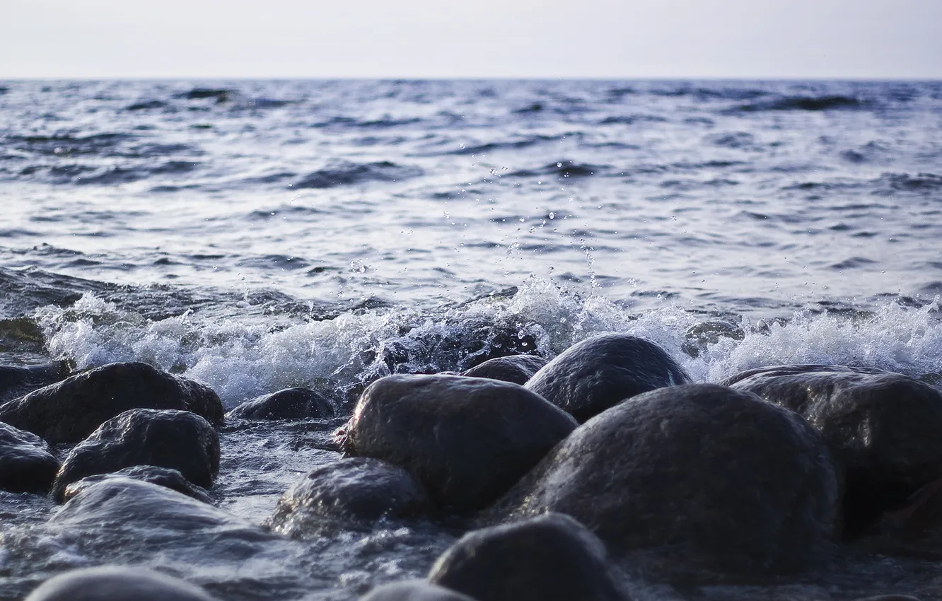 Photo wallpaper sea, stones, wave, Bay, Finnish