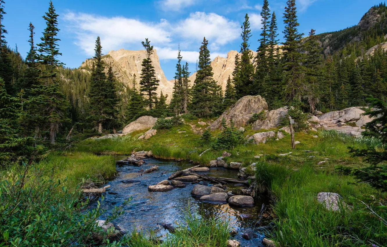 Photo wallpaper landscape, mountains, river