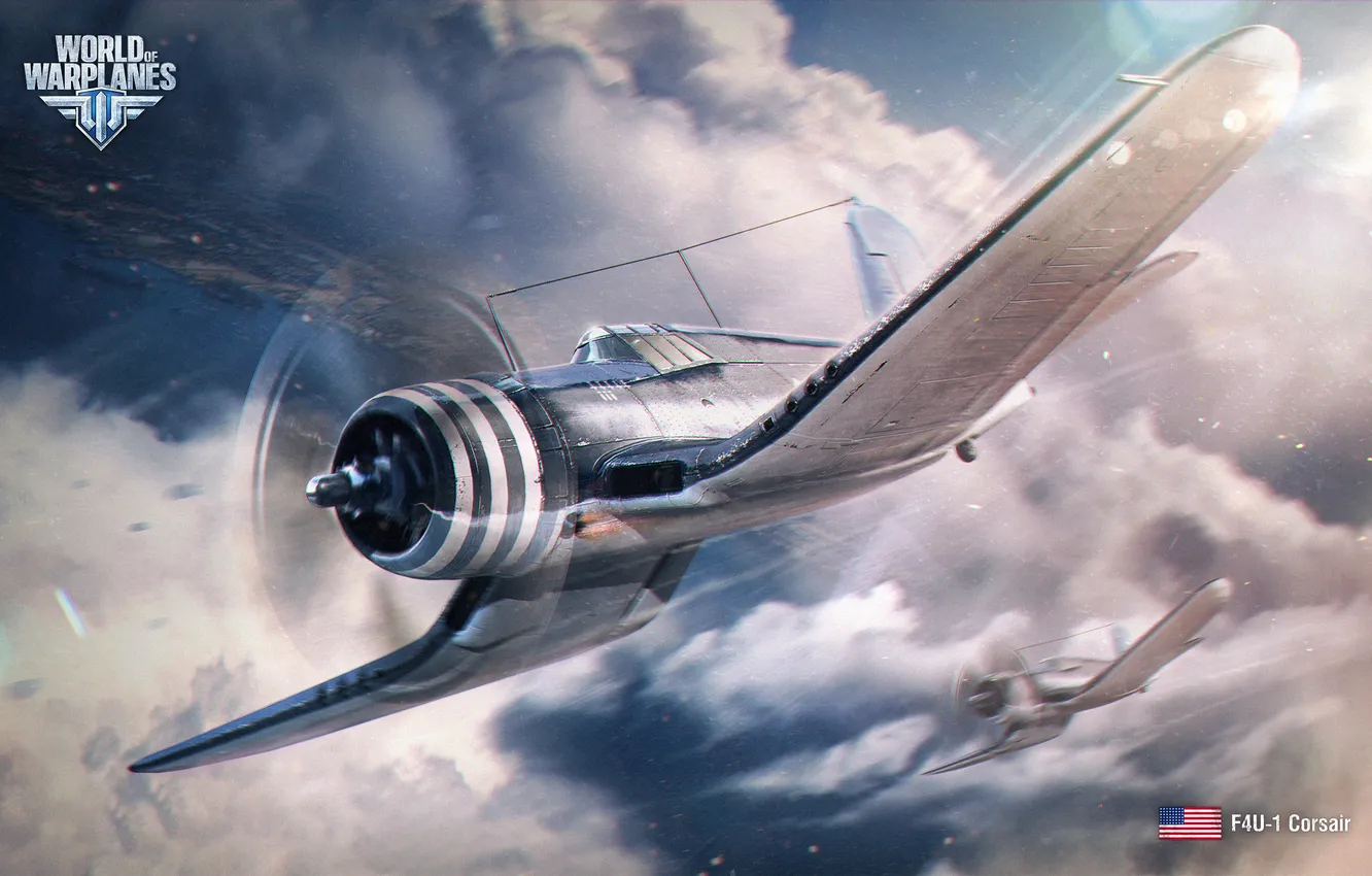 Photo wallpaper the sky, clouds, aviation, earth, fighter, the plane, Wargaming Net, World of Warplanes